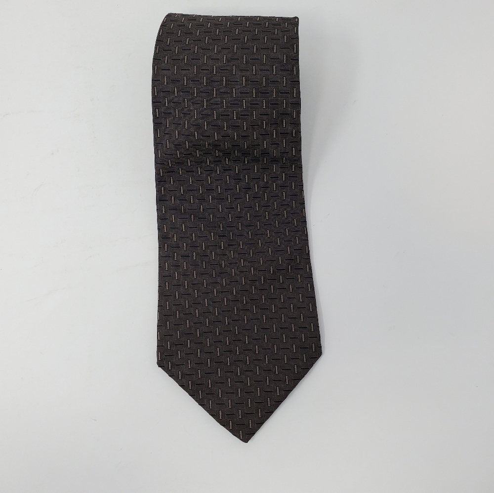 PERRY ELLIS Portfolio Brown 100% Silk Tie